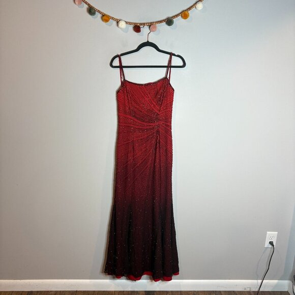 Vintage Y2K silk beaded ombre formal dress - Picture 1 of 9